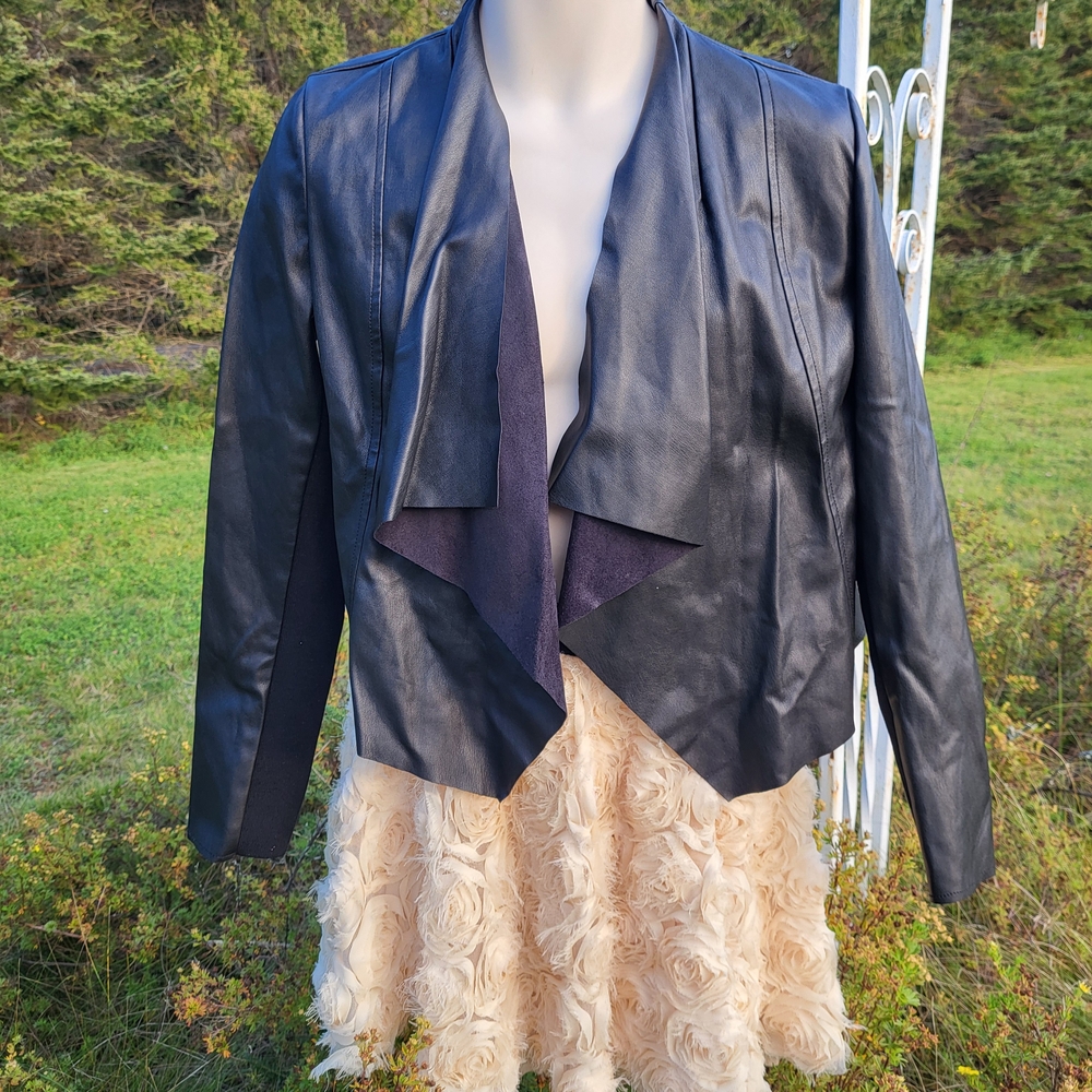 "Asymetrical Throw-on" Maurices Midnight Black Pleather Jacket